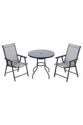 Garden Sanctuary Outdoor Garden Tempered Glass Table & Chair Set in Black - thumbnail 3