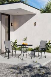 Garden Sanctuary Outdoor Garden Tempered Glass Table & Chair Set in Black - thumbnail 2