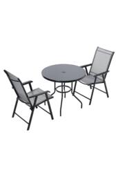 Garden Sanctuary Outdoor Garden Tempered Glass Table & Chair Set in Black - thumbnail 4