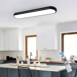 NIVOR 100cm Acrylic Linear LED Dimmable Flush Mount Ceiling Light Remote in True Black - thumbnail 6
