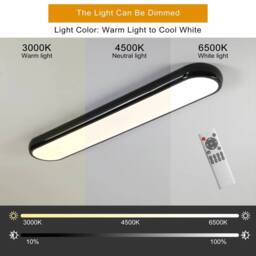NIVOR 100cm Acrylic Linear LED Dimmable Flush Mount Ceiling Light Remote in True Black - thumbnail 3
