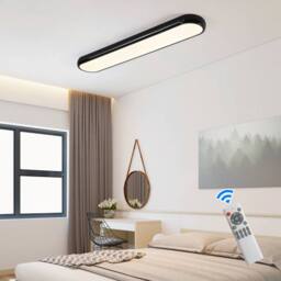 NIVOR 100cm Acrylic Linear LED Dimmable Flush Mount Ceiling Light Remote in True Black - thumbnail 5