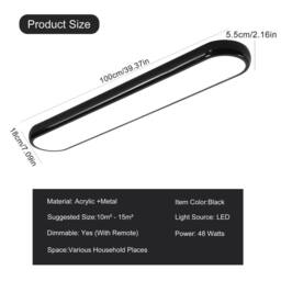 NIVOR 100cm Acrylic Linear LED Dimmable Flush Mount Ceiling Light Remote in True Black - thumbnail 2