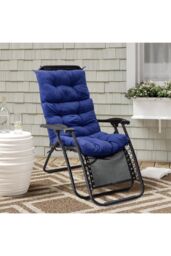Garden Sanctuary 130cm W x 55cm D Navy Blue High Back Tri-Fold Adirondack Patio Chair Cushion - Size: 130 cm W x 55 cm D