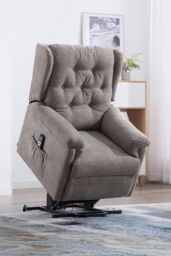 More4Homes Barnsley Fabric Electric Dual Motor Rise Recliner Mobility Armchair in Brown