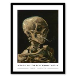 Artery8 Van Gogh Head Of A Skeleton With A Burning Cigarette Framed Art Print in Black - Size: A4 - thumbnail 1