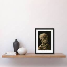 Artery8 Van Gogh Head Of A Skeleton With A Burning Cigarette Framed Art Print in Black - Size: A4 - thumbnail 4
