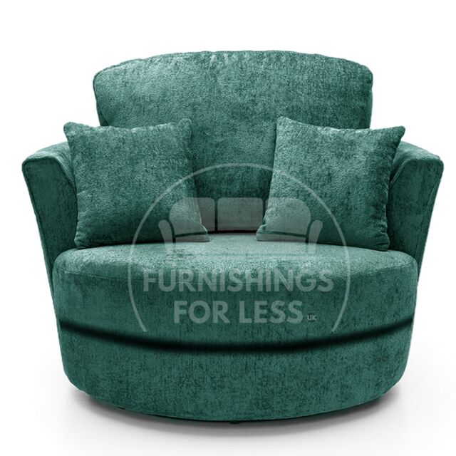 Furnishings For Less UK Monaco Chenille Fabric Swivel Chair 360 Rotation Foam Single Seater in Teal - image 1