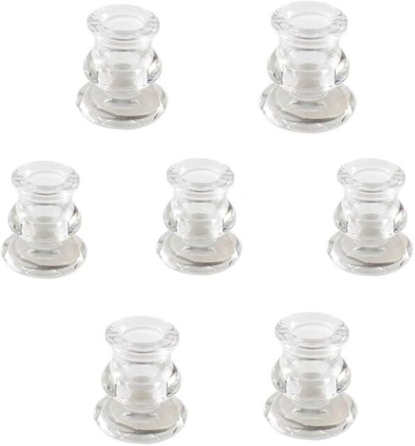 Marco Paul Set of 7 Glass Candle Holder Tapered Candle Tabletop Centrepeice in Clear