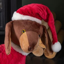 Samuel Alexander 55cm Red & White Plush Donovan Dachshund Christmas Decoration - thumbnail 4