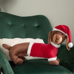 Samuel Alexander 55cm Red & White Plush Donovan Dachshund Christmas Decoration - thumbnail 5