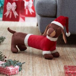 Samuel Alexander 55cm Red & White Plush Donovan Dachshund Christmas Decoration - thumbnail 2