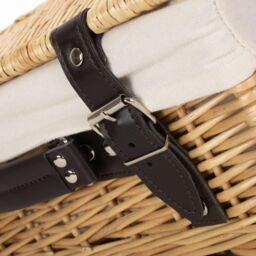 Red Hamper Wicker 36cm Picnic Basket with Cotton Lining in White - thumbnail 5