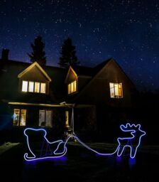 Shatchi Reindeer with Sleigh Neon Effect Rope Light Silhouette Double Side 90 Blue LEDs - thumbnail 3