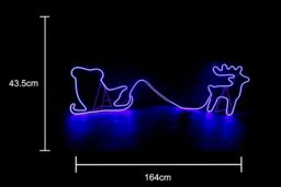 Shatchi Reindeer with Sleigh Neon Effect Rope Light Silhouette Double Side 90 Blue LEDs - thumbnail 2