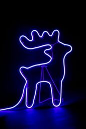 Shatchi Reindeer with Sleigh Neon Effect Rope Light Silhouette Double Side 90 Blue LEDs - thumbnail 5