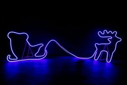 Shatchi Reindeer with Sleigh Neon Effect Rope Light Silhouette Double Side 90 Blue LEDs - thumbnail 1