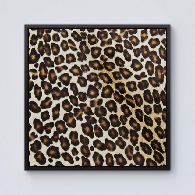 "Warren Reed - Designer Leopard Hide Print Framed Canvas in Black - Size: W30"" x H30""" - image 1