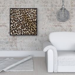 "Warren Reed - Designer Leopard Hide Print Framed Canvas in Black - Size: W30"" x H30""" - thumbnail 2