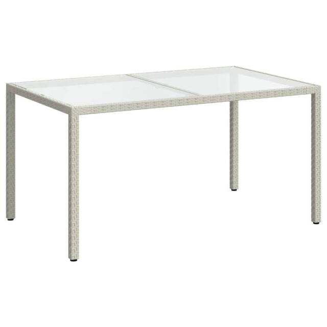 Berkfield Home Garden Table 150x90x75 cm Tempered Glass & Poly Rattan White - Size: 150 x 90 x 75 cm - image 1