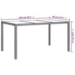 Berkfield Home Garden Table 150x90x75 cm Tempered Glass & Poly Rattan White - Size: 150 x 90 x 75 cm - thumbnail 6