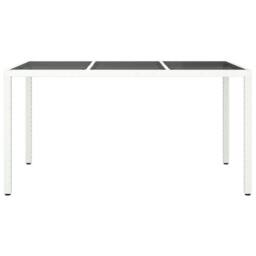 Berkfield Home Garden Table 150x90x75 cm Tempered Glass & Poly Rattan White - Size: 150 x 90 x 75 cm - thumbnail 3