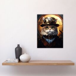 "Artery8 Cat In The Hat Steampunk Moggie Cute Fun Artwork Unframed Wall Art Print Poster Home Decor Premium - Size: W12"" x H16""" - thumbnail 4