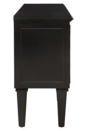 Orsina Black Finish Sideboard, Black Wooden Cabinet Featuring Circular Lattice‑Overlay Convex Mirrors - thumbnail 5