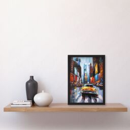 Artery8 New York City Colourful Street Cityscape Taxi Cab Framed Art Print - Size: A4 - thumbnail 4