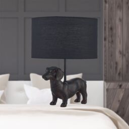 First Choice Lighting Ronnie - Dachshund Dog Lamp with Black Fabric Shade - thumbnail 4