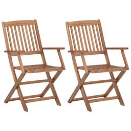 Berkfield Home Durable Folding Outdoor Chairs 2 pcs Solid Acacia Wood in Brown - thumbnail 2