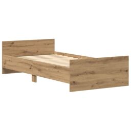 Berkfield Home Bed Frame without Mattress Artisan Oak 75x190 cm Engineered Wood in Brown - thumbnail 4