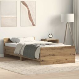 Berkfield Home Bed Frame without Mattress Artisan Oak 75x190 cm Engineered Wood in Brown - thumbnail 1