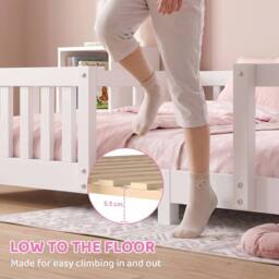 AIYAPLAY Wooden Kids Single House Bed Frame with Dual Guardrails in White - thumbnail 5