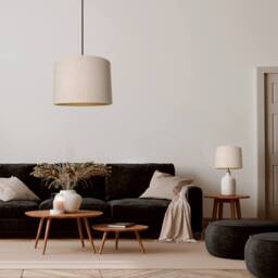 Happy Homewares Contemporary & Elegant Textured Linen Fabric Lamp Shade in Taupe - Size: 16 inches - thumbnail 6