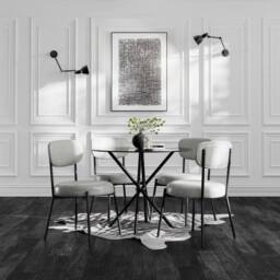 Lemon Pavilion Furniture Smith Dining Chair (Pack of 2) - PU/Metal - L50 x W48 x H79 cm in Grey - Size: 2 Pack - thumbnail 6
