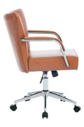 Living and Home PU Leather Height-Adjustable Swivel Office Chair in Brown - thumbnail 5