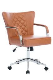 Living and Home PU Leather Height-Adjustable Swivel Office Chair in Brown - thumbnail 4