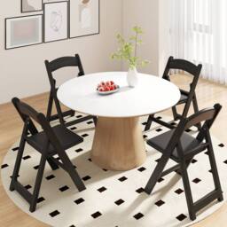 Gymax 4 Pack Resin Folding Chairs Portable Patio Chairs With Padded Seat in Black - thumbnail 8