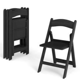 Gymax 4 Pack Resin Folding Chairs Portable Patio Chairs With Padded Seat in Black - thumbnail 9
