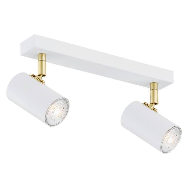 Netlighting Lagos Twin Ceiling Spotlight White Structure Brass Elements