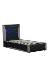 SlumberWorx Galaxy Ottoman Storage LED Headboard Gaming Single Black Bed Frame in Grey - thumbnail 5