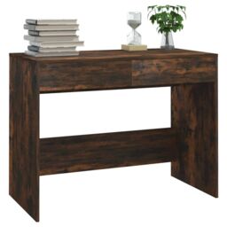 Berkfield Home Desk Smoked Oak 101x50x76.5 cm Engineered Wood in Brown - thumbnail 4