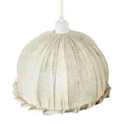 Happy Homewares Linen Fabric Covered Ruffled Dome Shaped Ceiling Pendant Light Shade in Cream - thumbnail 3