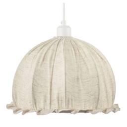 Happy Homewares Linen Fabric Covered Ruffled Dome Shaped Ceiling Pendant Light Shade in Cream - thumbnail 4
