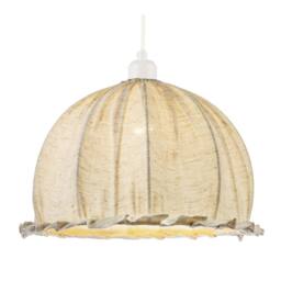 Happy Homewares Linen Fabric Covered Ruffled Dome Shaped Ceiling Pendant Light Shade in Cream - thumbnail 2
