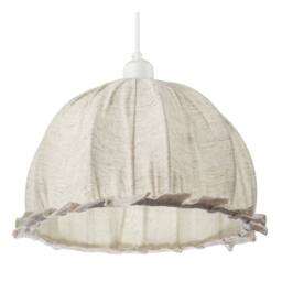 Happy Homewares Linen Fabric Covered Ruffled Dome Shaped Ceiling Pendant Light Shade in Cream - thumbnail 5
