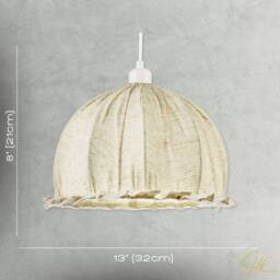 Happy Homewares Linen Fabric Covered Ruffled Dome Shaped Ceiling Pendant Light Shade in Cream - thumbnail 7