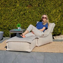 icon Dolce Indoor Outdoor Bean Bag Lounger & Footstool Grey Patio Chairs in Beige - thumbnail 2