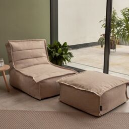 icon Dolce Indoor Outdoor Bean Bag Lounger & Footstool Grey Patio Chairs in Beige - thumbnail 5